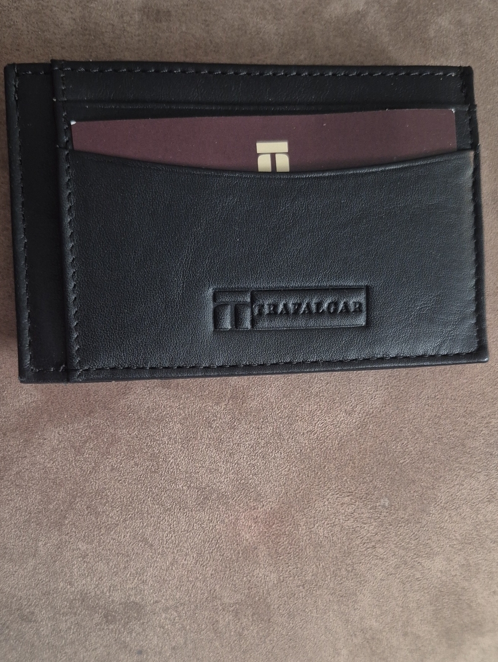 Trafalgar Card Holder,  Black Leather, NIB